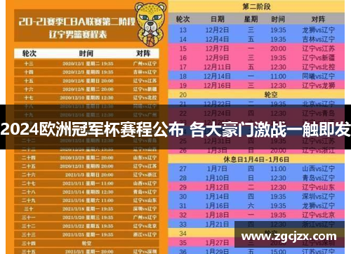 2024欧洲冠军杯赛程公布 各大豪门激战一触即发